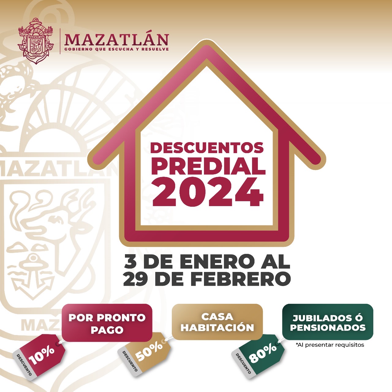 ¡Aprovecha! A partir de este 03 de enero paga tu predial con descuento