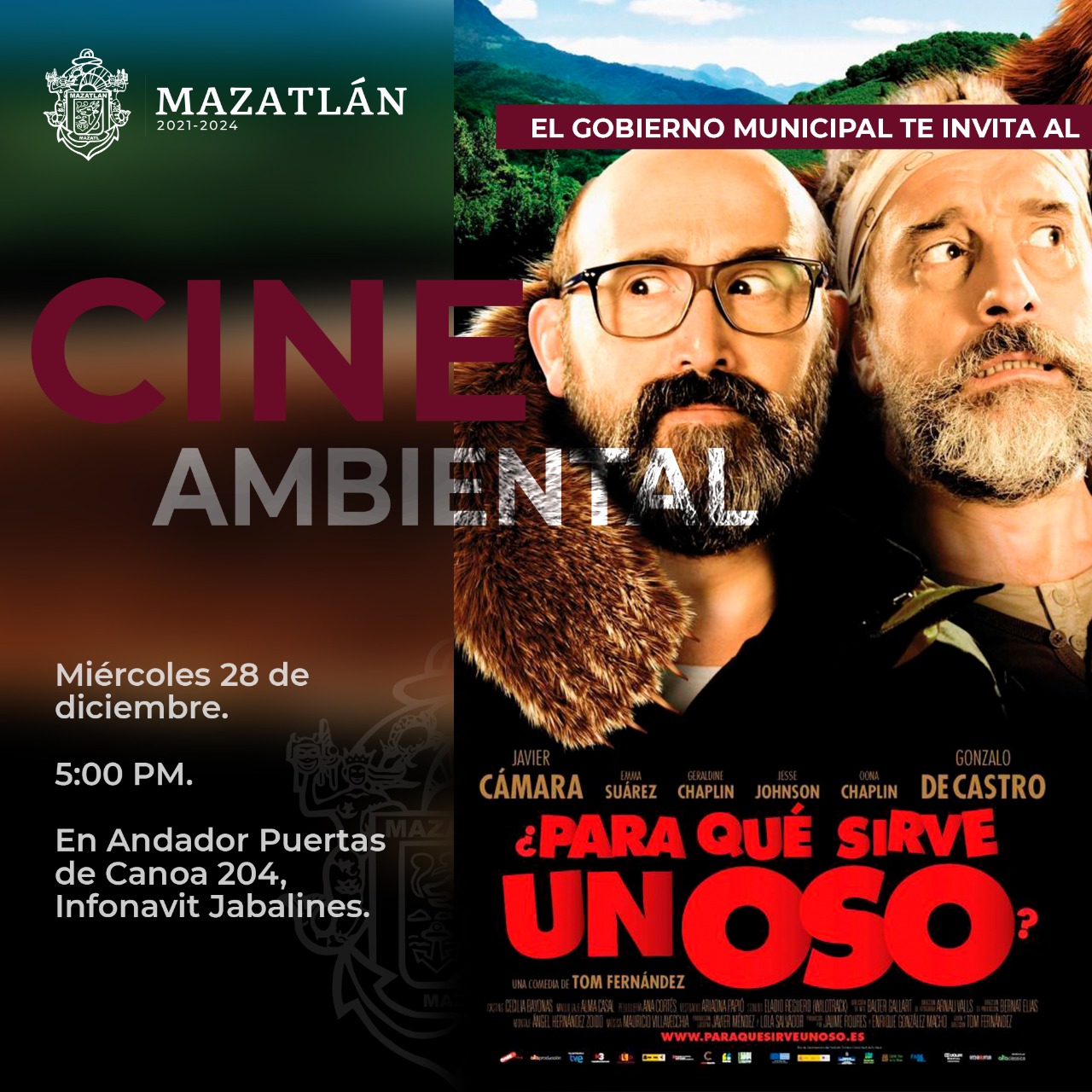 “Cine ambiental” llegará a través de Ecología a distintas colonias de Mazatlán