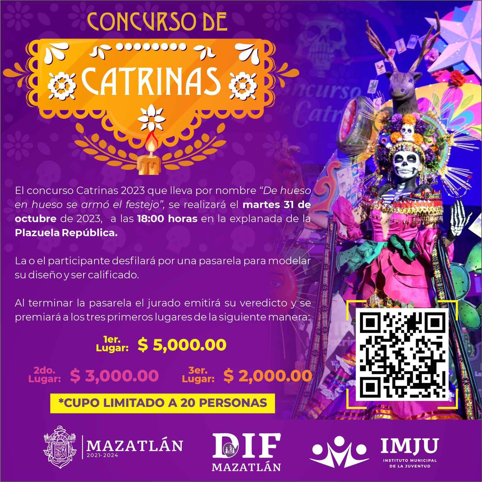 Invitan Gobierno Municipal, Instituto Municipal de la Juventud y Sistema DIF Mazatlán al Concurso de Altares y Catrinas 2023.